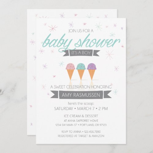 Ice Cream Baby Shower Invitation _ Its a Boy