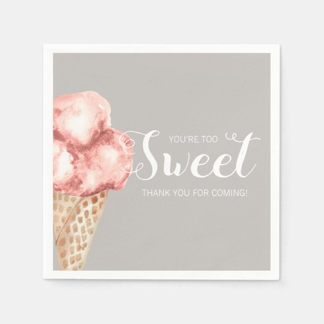 Ice cream Baby shower party You're too Sweet  Napkins (Front)