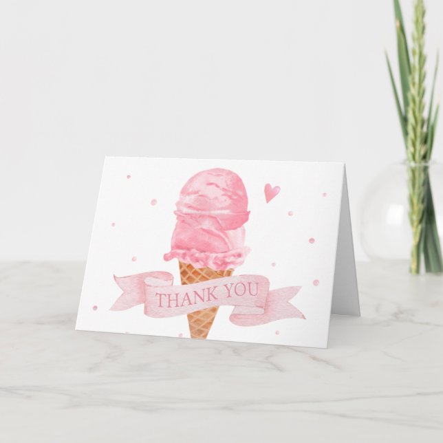 Ice Cream Baby Shower Thank You Card (Front)