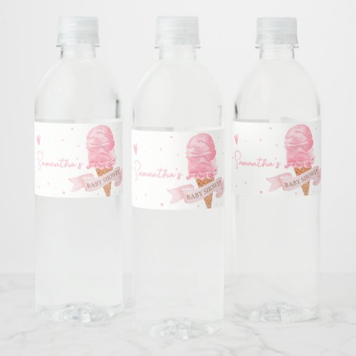 Ice Cream Baby Shower  Water Bottle Label