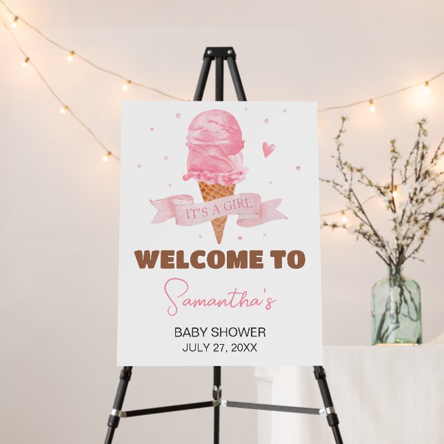 Ice Cream Baby Shower Welcome Sign (In Situ (Stand))