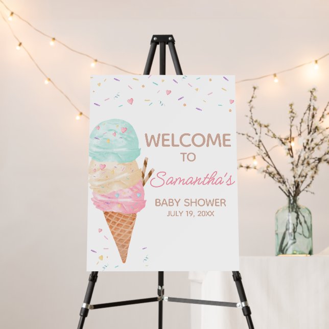 Ice Cream Baby Shower Welcome Sign (In Situ (Stand))