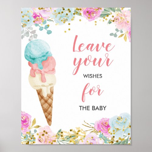 Ice Cream Baby Shower Wishes for Baby Sign  