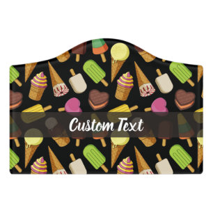 Ice Cream Background Door Sign