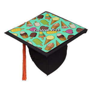 Ice Cream Background Graduation Cap Topper