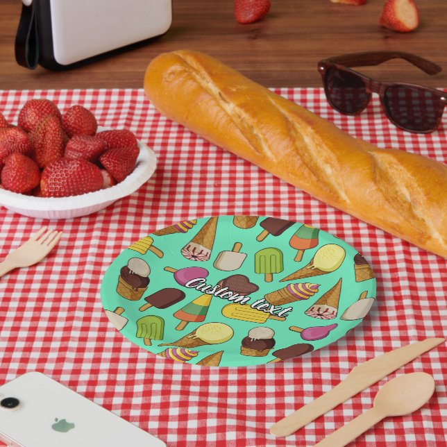 Ice Cream Background Paper Plates (Picnic)