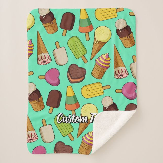 Ice Cream Background Sherpa Blanket (Front)