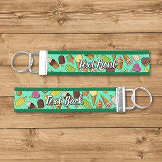 Ice Cream Background Wrist Keychain