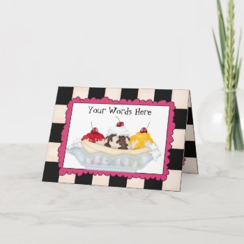 Ice Cream Banana Split Greeting Card Add Words by DoodlesSweetTreats at Zazzle