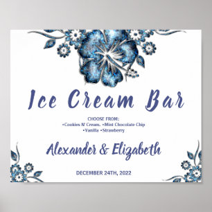 Ice Cream Bar Bridal Shower Wedding Blue Sign
