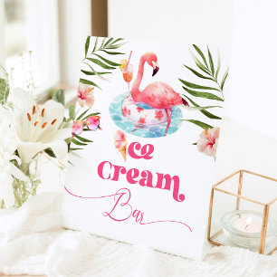 Ice cream Bar Flamingo Pool birthday party Pedestal Sign