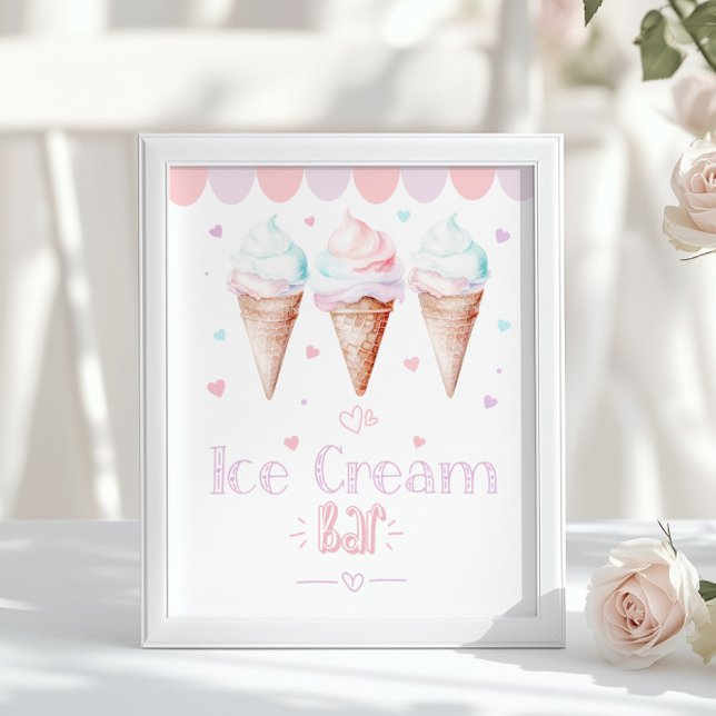 Ice cream Bar Pastel birthday party Poster (Creator Uploaded)