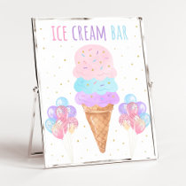 Ice Cream Bar Pink Gold Pastel Birthday Poster