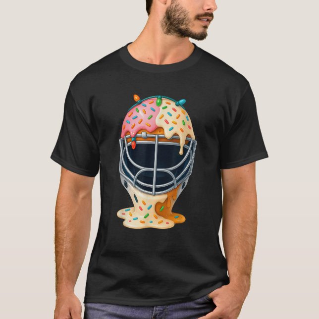 Ice Cream Baseball Catcher Mask Sports Fans Drippi T-Shirt (Front)