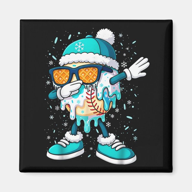 Ice Cream Baseball Drip Home Plate Bats Cool For B Magnet (Front)