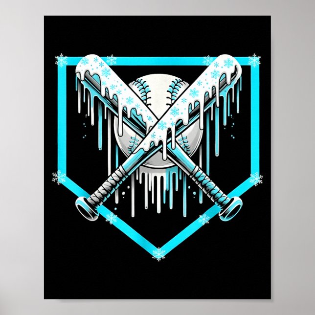 Ice Cream Baseball Drip Home Plate Bats Cool For B Poster (Front)