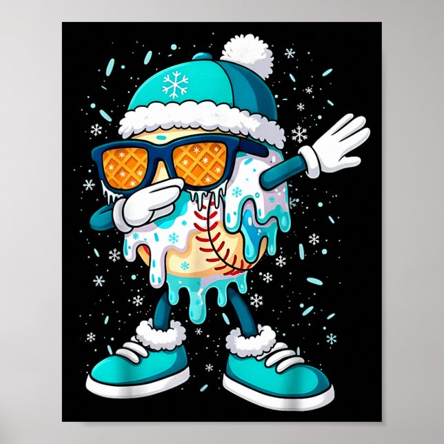 Ice Cream Baseball Drip Home Plate Bats Cool For B Poster (Front)