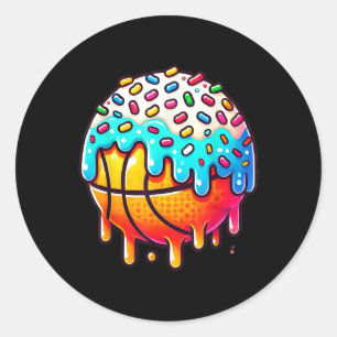 Ice Cream Basketball Drip Boys Girls Kids Basketba Classic Round Sticker