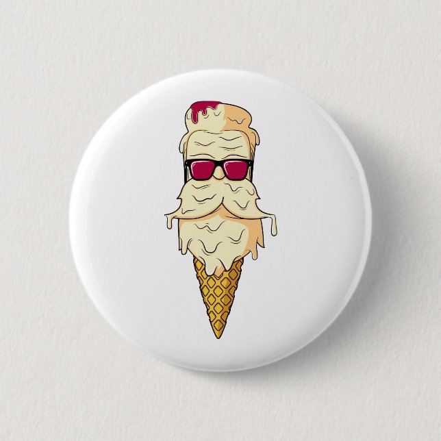 Ice Cream Beard Pinback Button (Front)