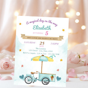 Ice Cream Bicycle,Cones, Birthday  Invitation