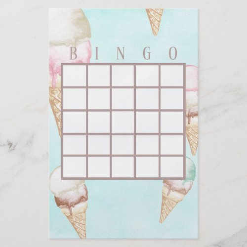 Ice Cream Bingo Cards Flyer
