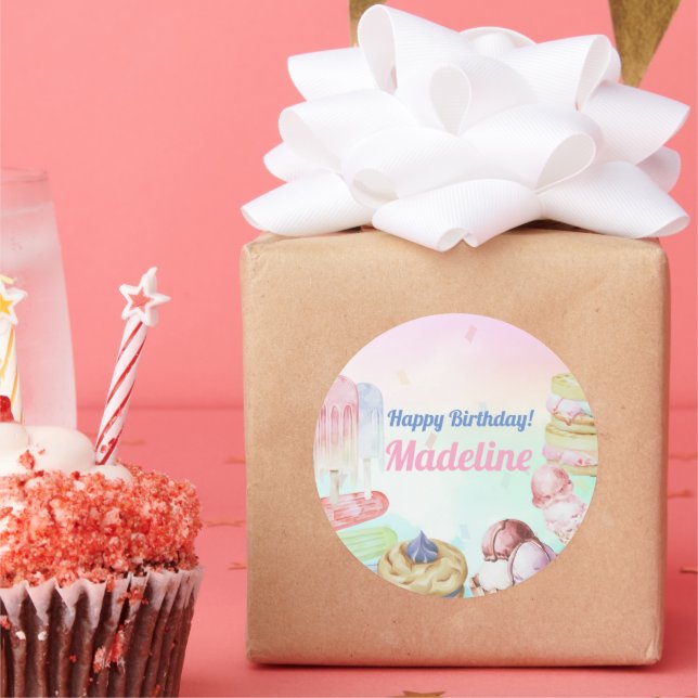 Ice Cream Birthday Classic Round Sticker (Party)