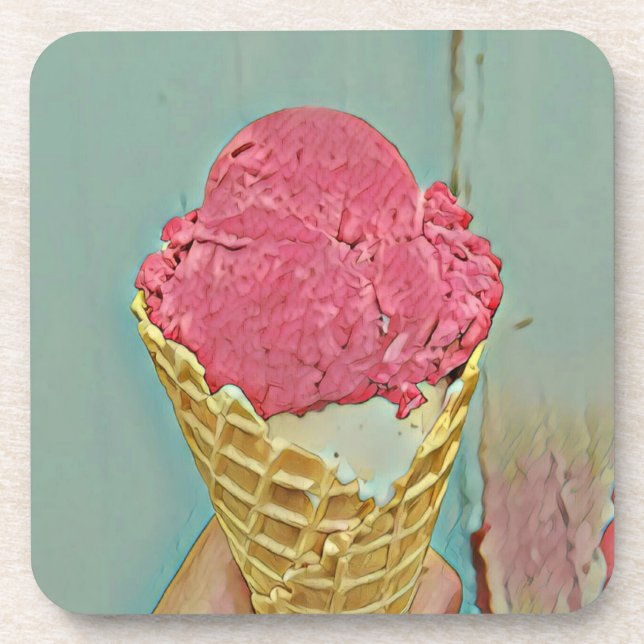 Ice cream birthday gift beverage coaster (Front)