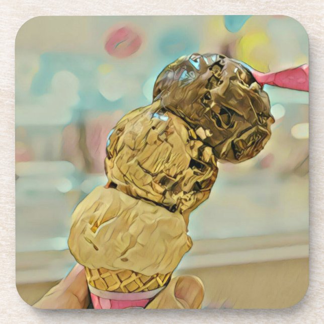 Ice cream birthday gift beverage coaster (Front)