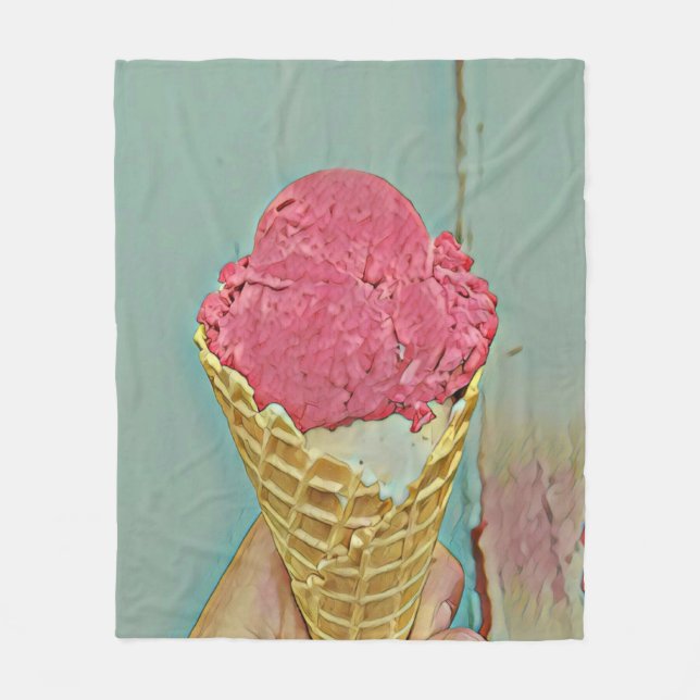 Ice cream birthday gift fleece blanket (Front)