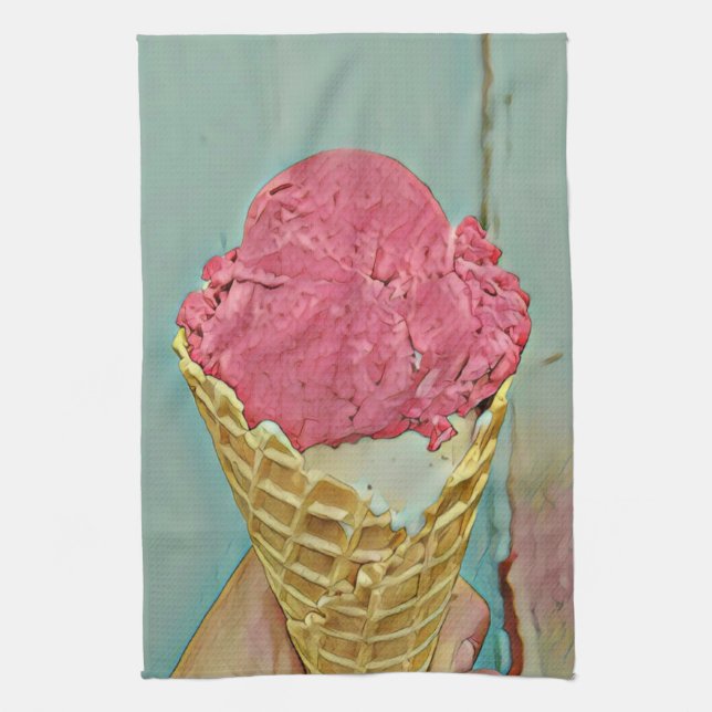 Ice cream birthday gift kitchen towel (Vertical)