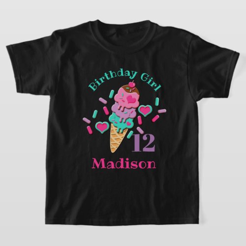 Ice Cream Birthday Girl toddler tshirts