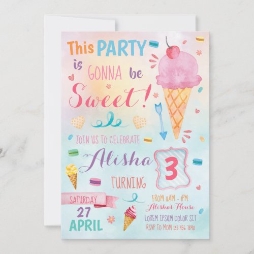 Ice Cream Birthday Invitation