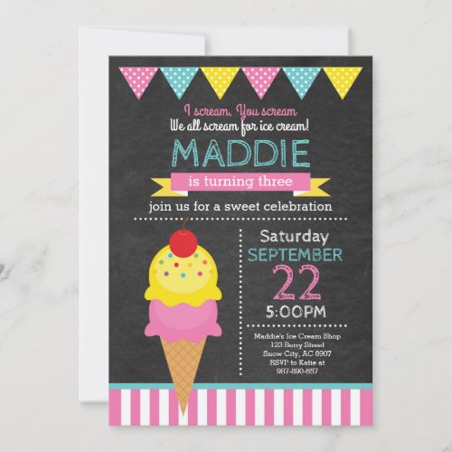 Ice Cream Birthday Invitation