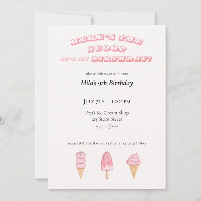 Ice Cream Birthday Invitation (Front)
