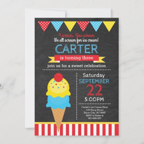 Ice Cream Birthday Invitation