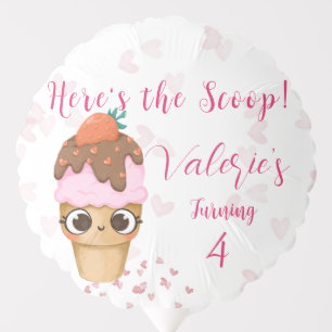Ice Cream Birthday Invitation, 4th Birthday Balloon