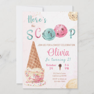 Ice Cream Birthday Invitation Here's the Scoop