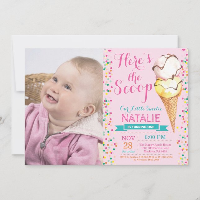 Ice Cream Birthday Invitation Summer (Front)