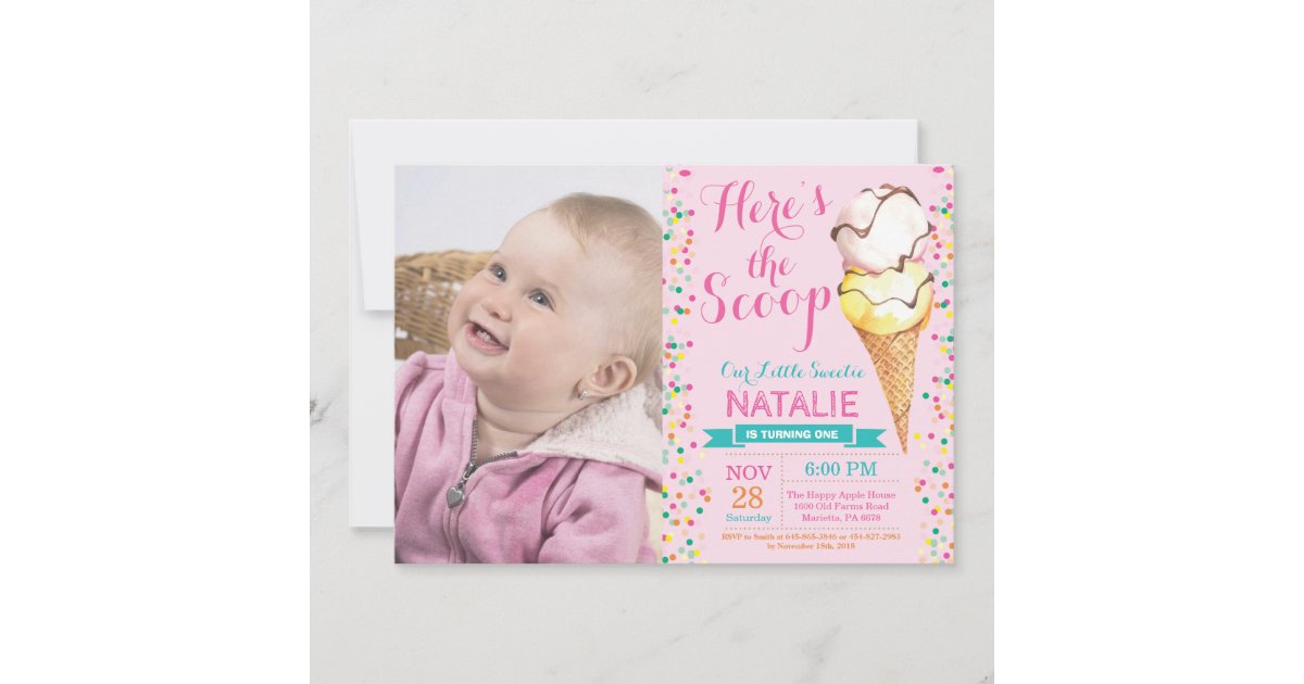 Ice Cream Birthday Invitation Summer | Zazzle