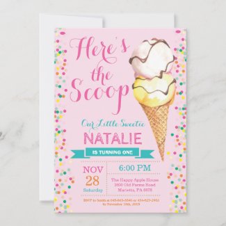 Ice Cream Birthday Invitation Summer