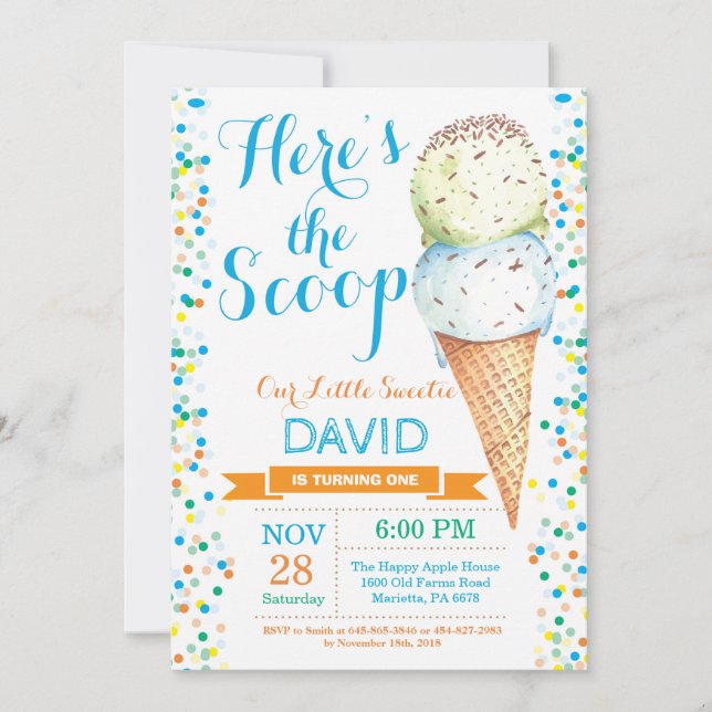 Ice Cream Birthday Invitation Summer (Front)