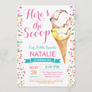 Ice Cream Birthday Invitation Summer