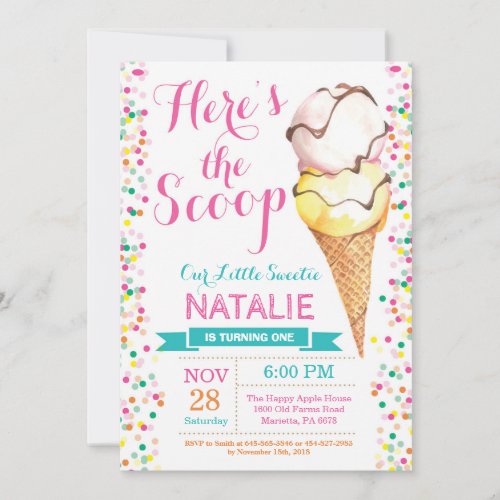 Ice Cream Birthday Invitation Summer