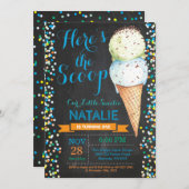 Ice Cream Birthday Invitation Summer Chalkboard (Front/Back)
