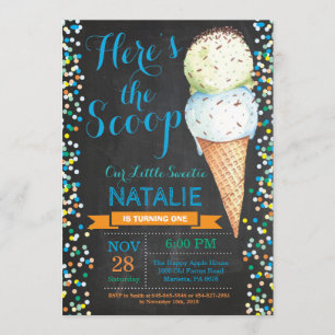 Ice Cream Birthday Invitation Summer Chalkboard