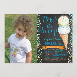 Ice Cream Birthday Invitation Summer Chalkboard