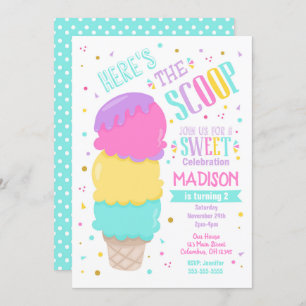 Ice Cream Birthday Invitation Sweet Celebration