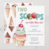 Ice Cream Birthday Invitation Two Scoops