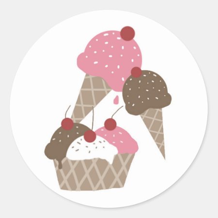 Ice Cream Birthday Labels Sticker