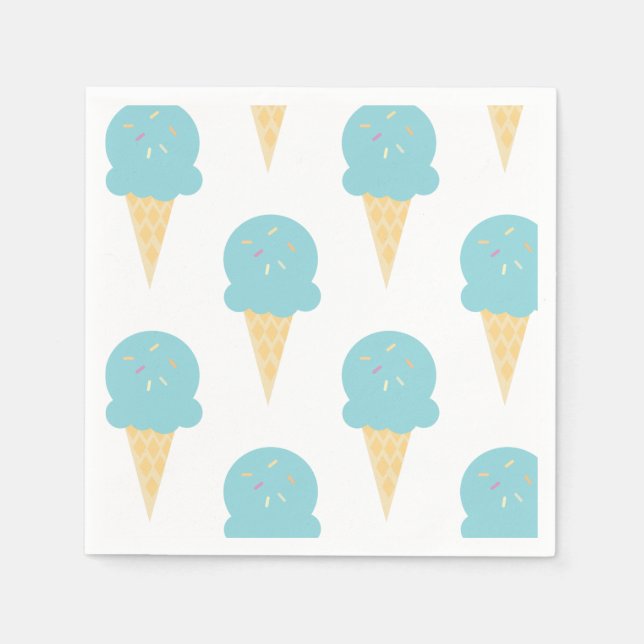 Ice Cream Birthday Party Cones Napkins (Front)